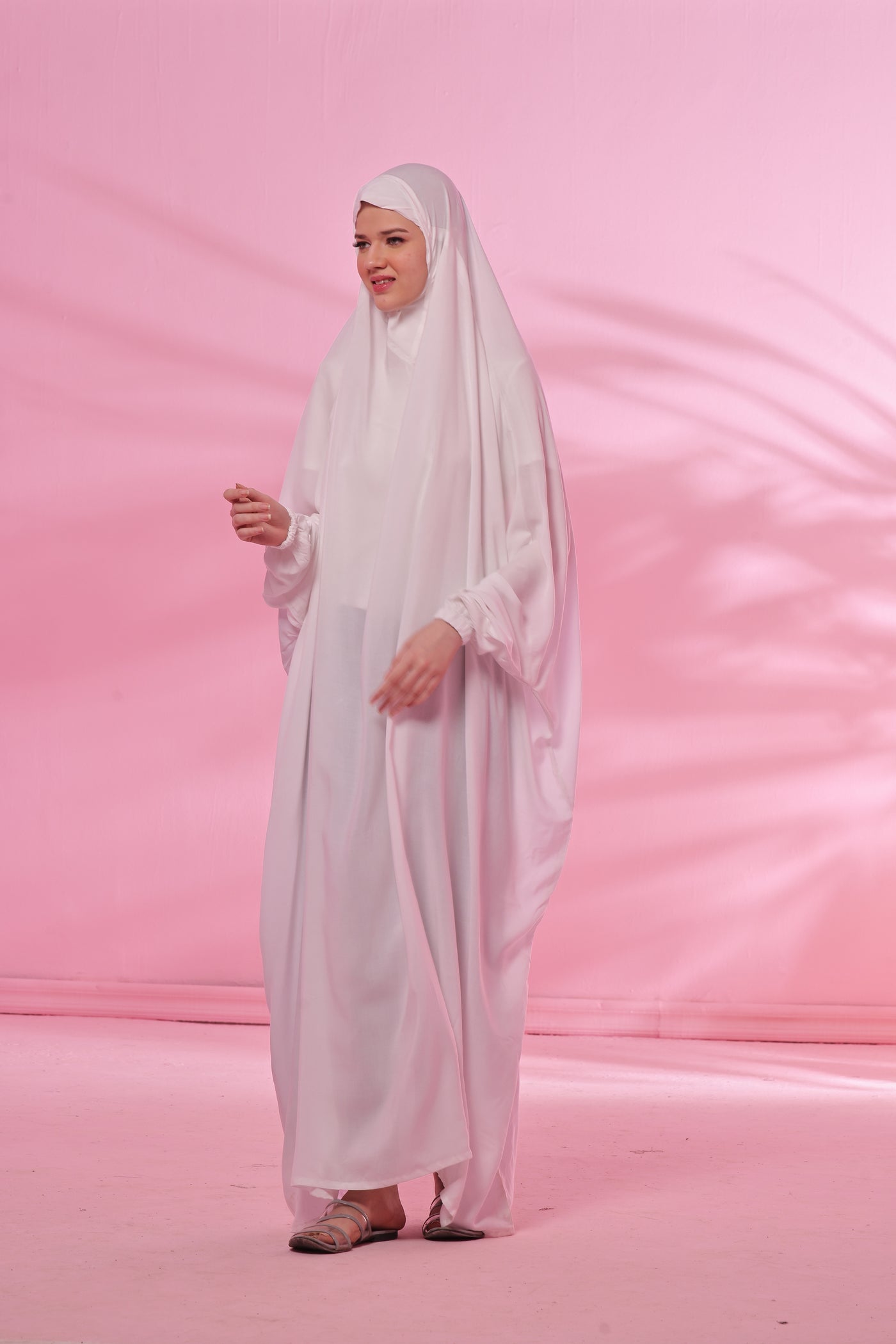 Namaz Ease Gown - Pearl White