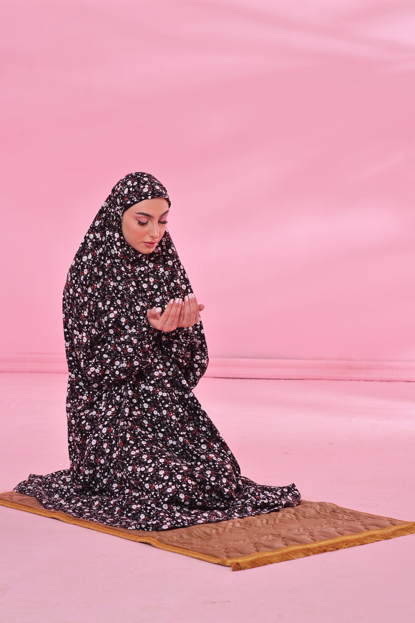 Namaz Ease Gown - Midnight Bloom