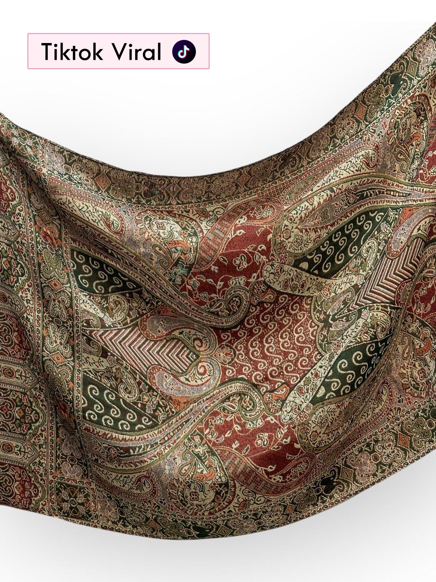 Vintage Pashmina - Olive Botanical