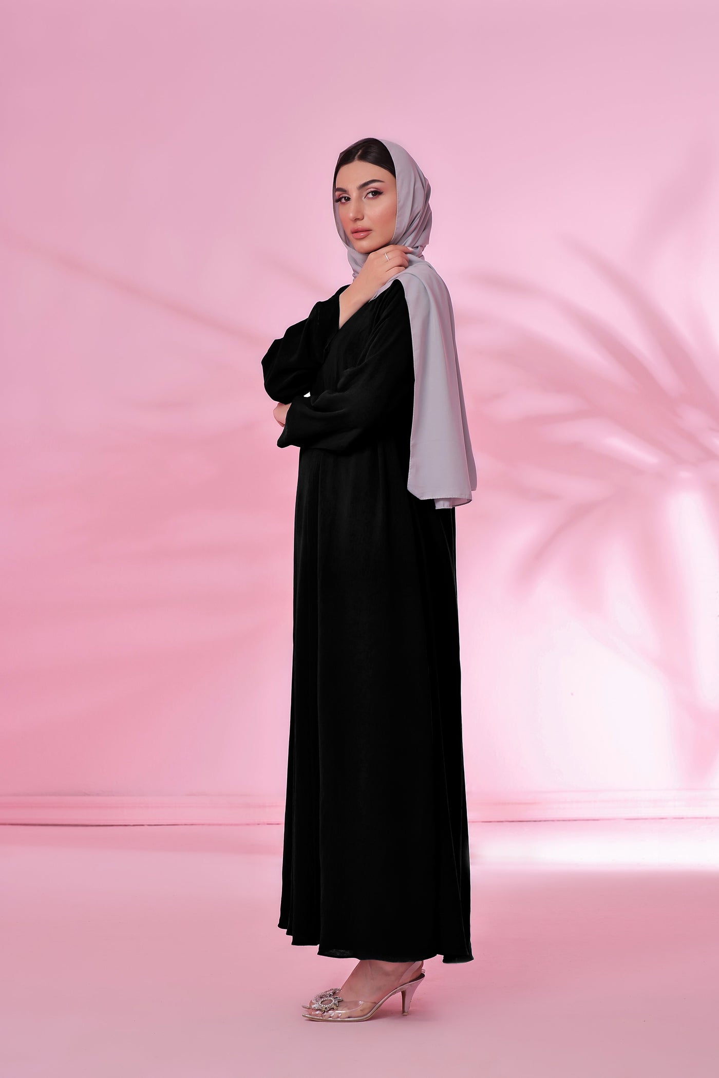 Textured Kimono Style Abaya - Jet Black