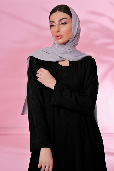 Textured Kimono Style Abaya - Jet Black