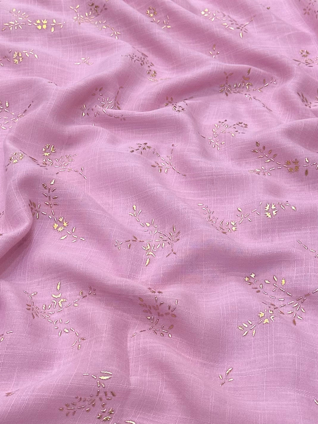 Gold Block Print Viscose - Cotton Candy