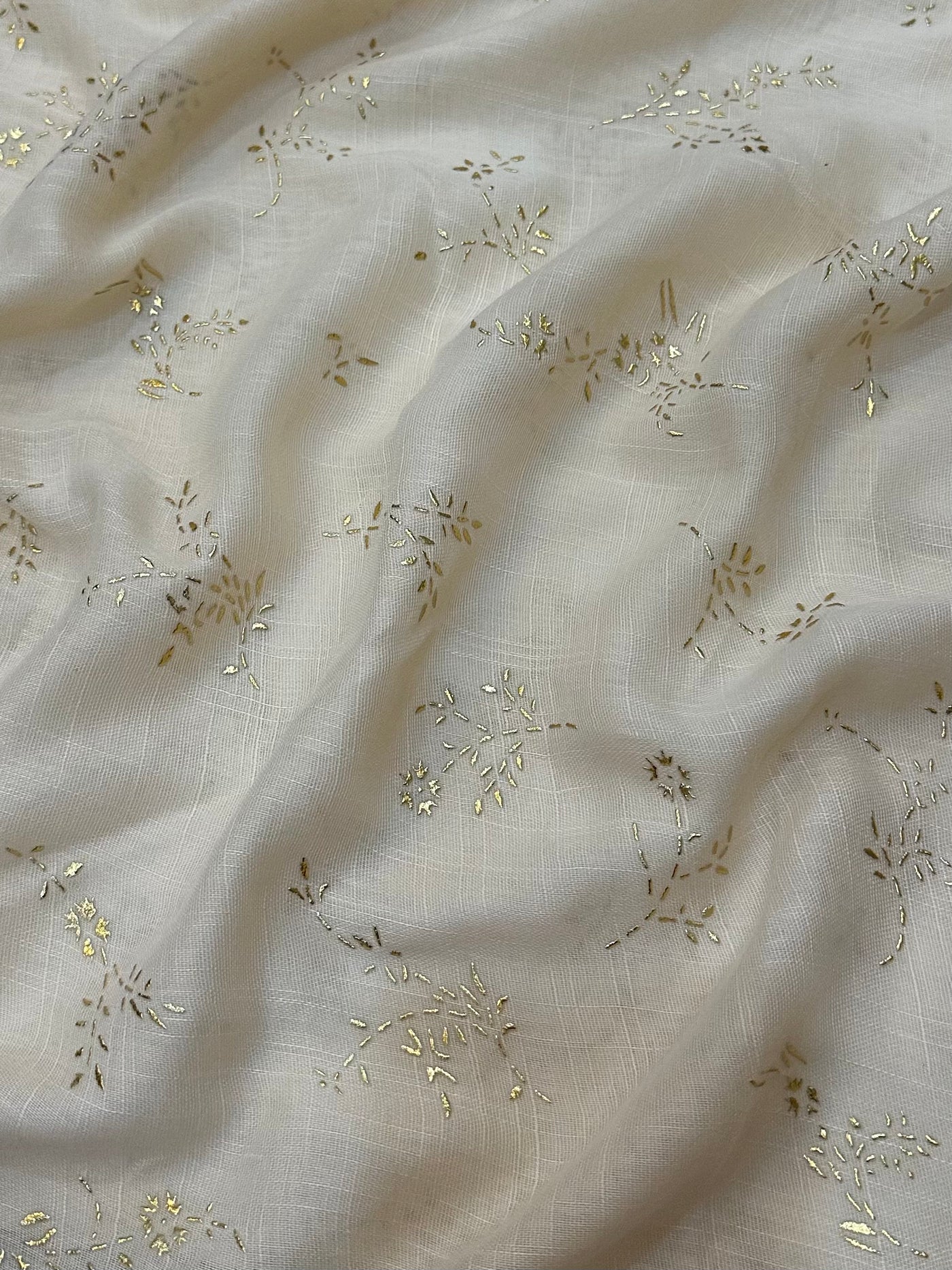 Gold Block Print Viscose - Butter