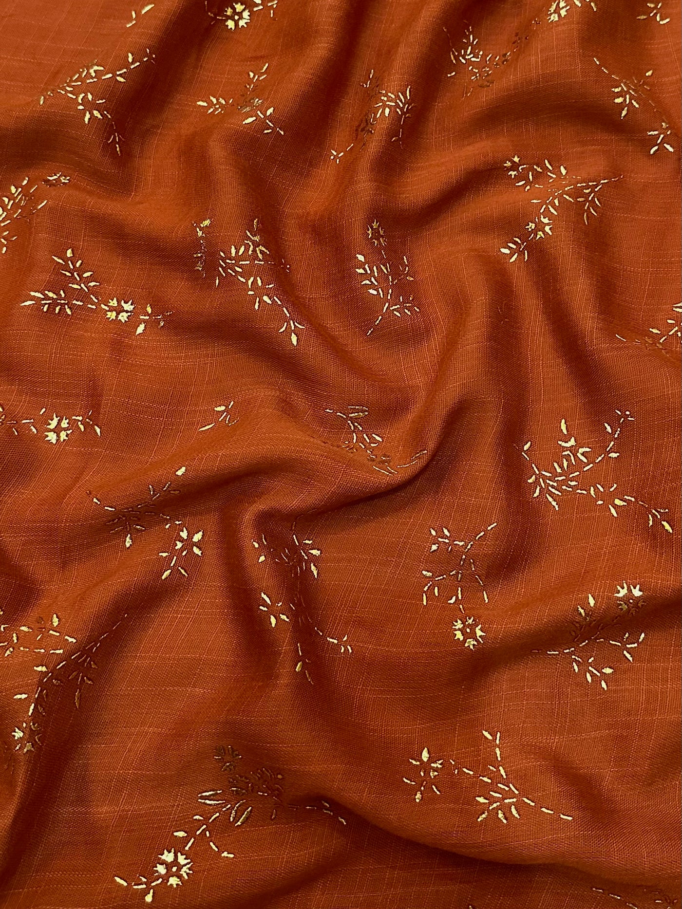 Gold Block Print Viscose - Rust