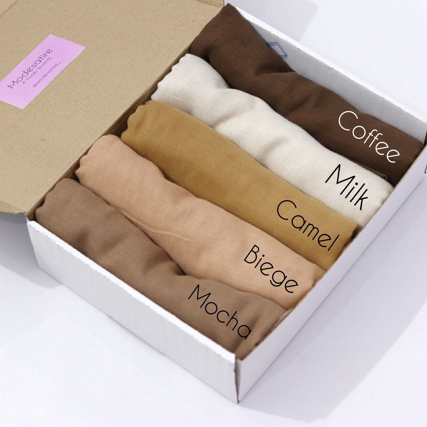 Box Of 5 Lawn Viscose Hijabs - Neutral Essentials