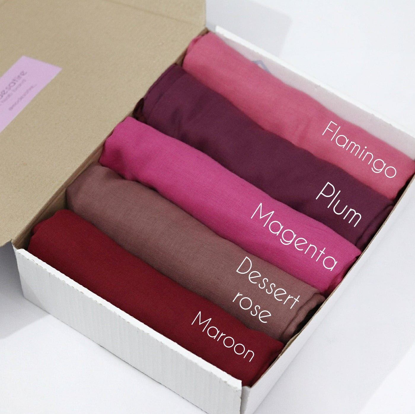 Box Of 5 Lawn Viscose Hijabs - Berry On Top