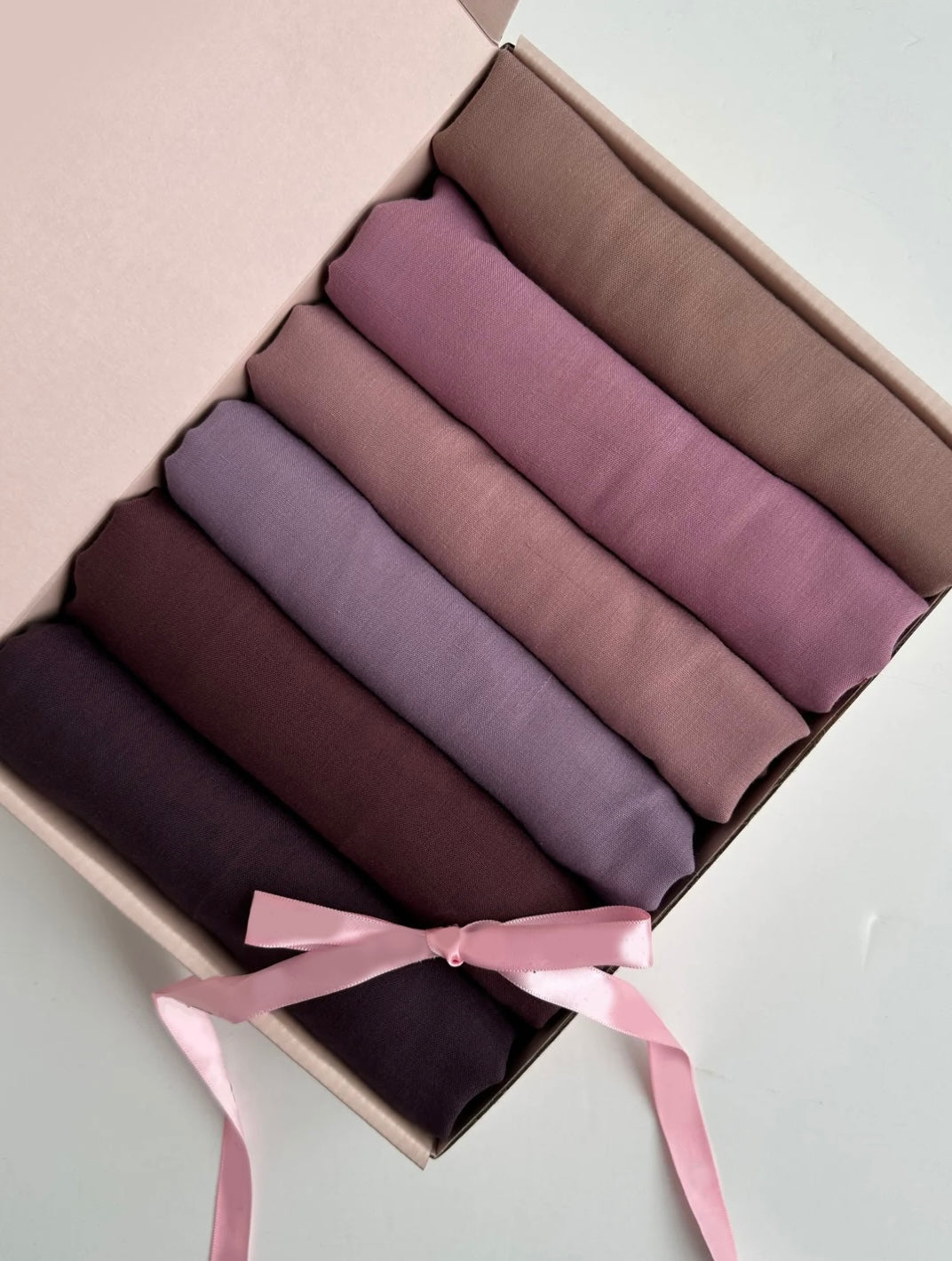 Lawn Viscose Hijab Box Of 6 - Berries & Mauves