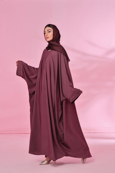 Flowy Farasha Cut Abaya - Mulberry Crush