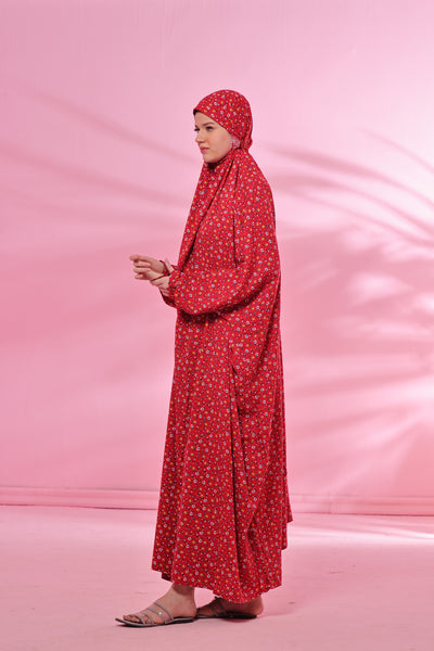 Namaz Ease Gown - Velvet Red