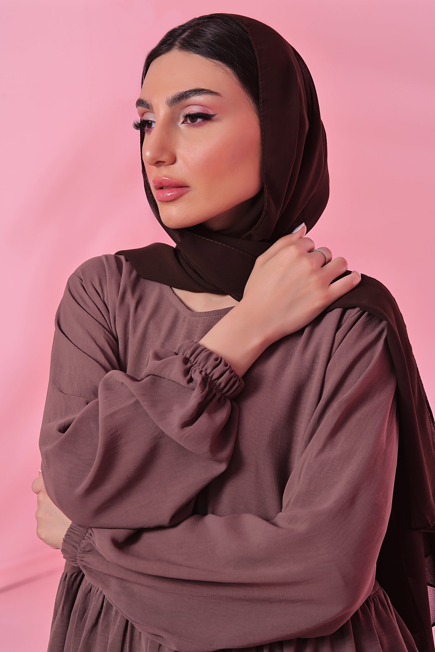 Textured Turkish 3 Tier Abaya - Dessert Taupe