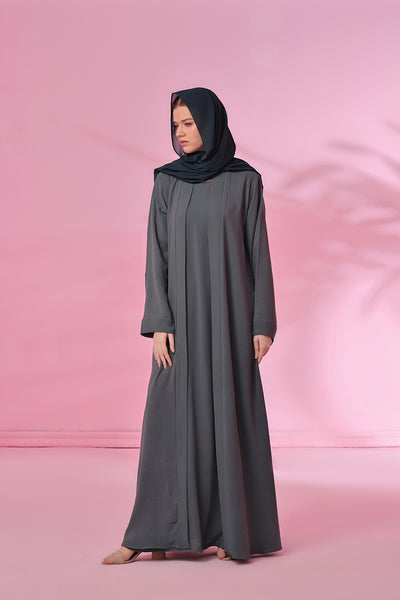 Textured Kimono Style Abaya - Dusky Sage