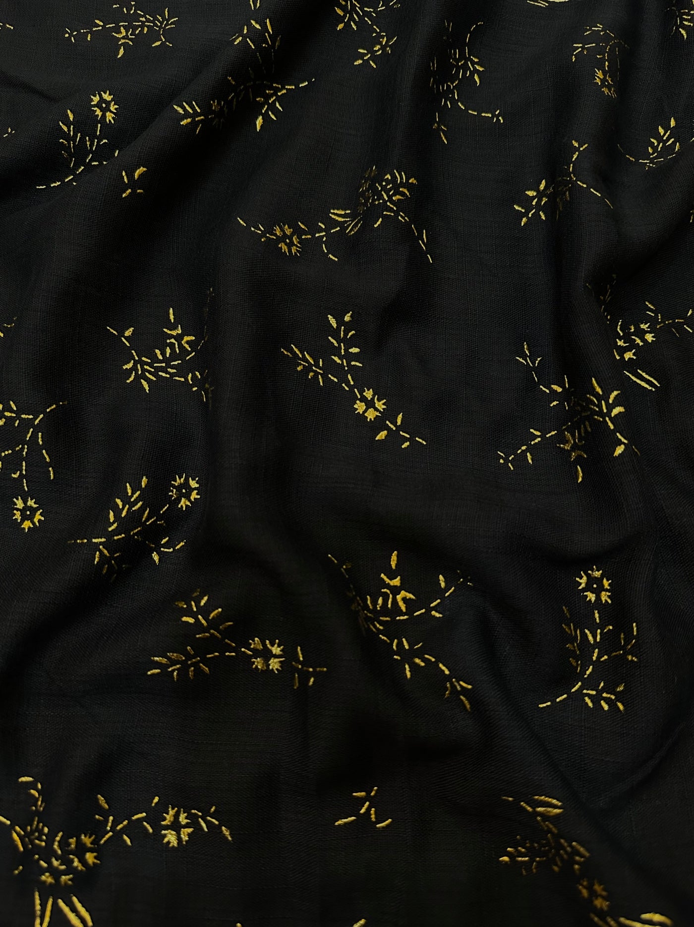 Gold Block Print Viscose - Black