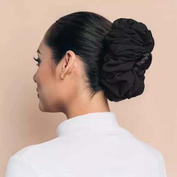 Volumizing Georgette Scrunchie - Black