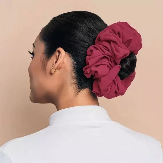 Volumizing Georgette Scrunchie Brick Red – Modesatire