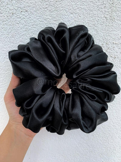 Volumizing Satin Scrunchie - Black